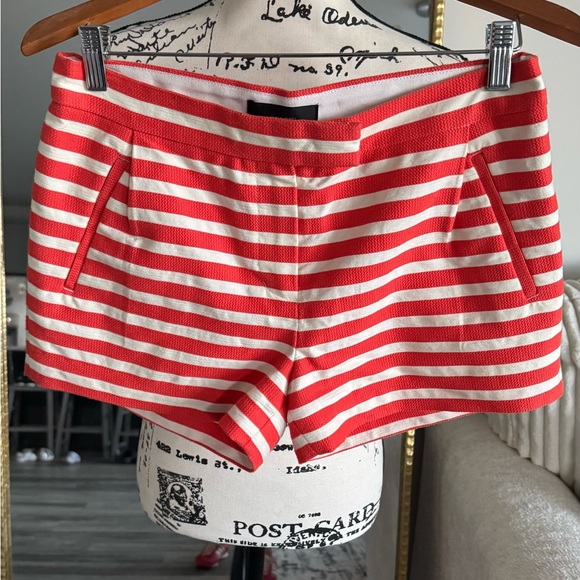 J. Crew Pants - J. Crew | Shorts | J Crew Orangered And White Striped Shorts Size 4